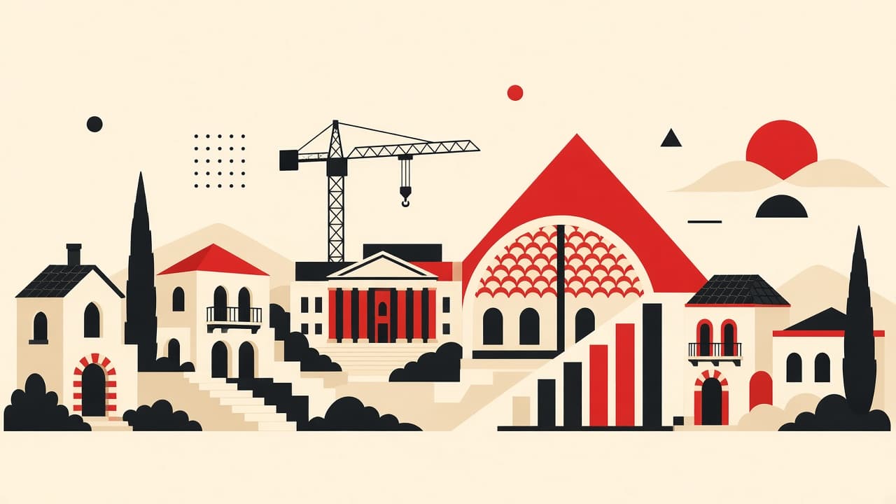 Illustrated Lebanese construction skyline